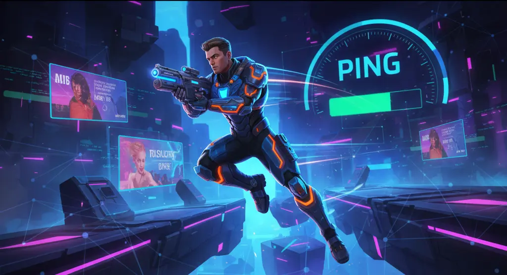 A person intensely focused on playing a video game on their computer