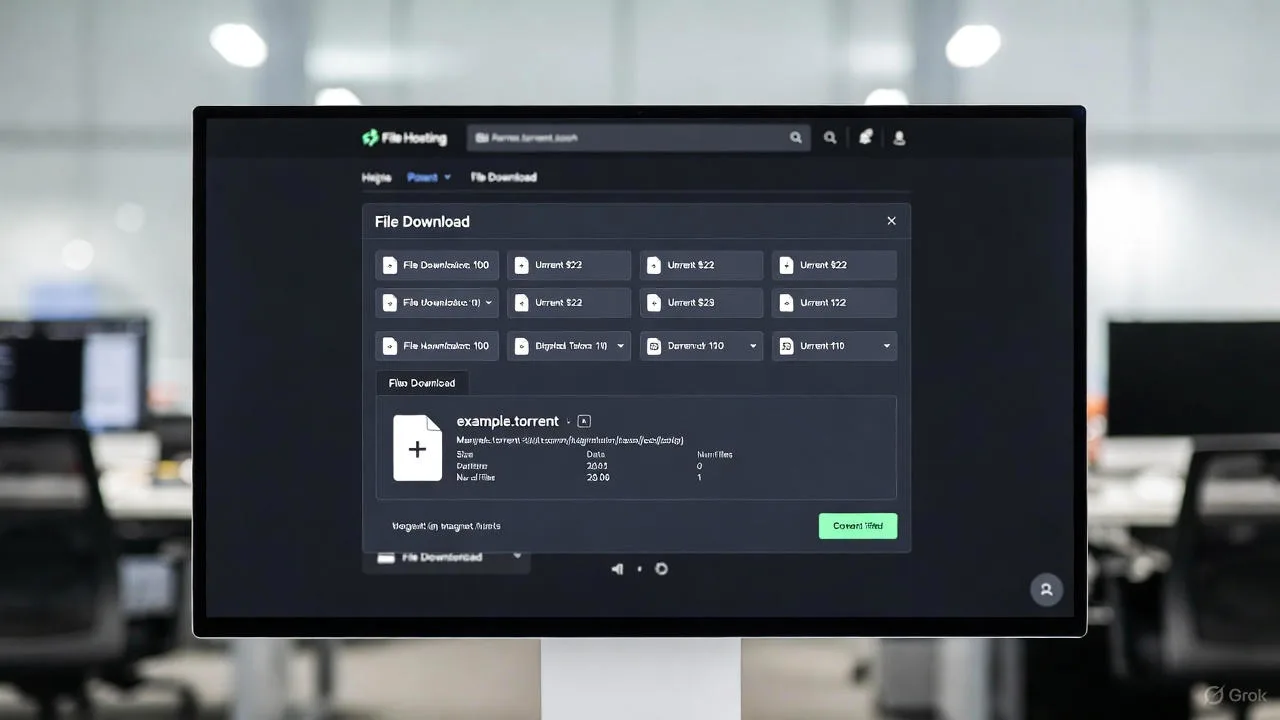 A computer screen showing a torrent file download interface